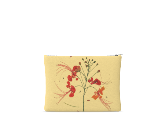 Peacock Floral Leather Clutch – Floribus Collection, Leather Pouch, Floral Printed Leather