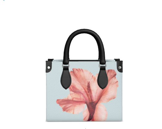 Pastel-Tone Leather Bag With Poppy Print – Floribus Collection, Mini Shopper Bag, HandBags