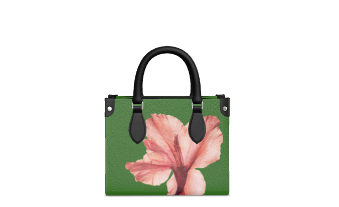 Dark-Tone Leather Hanbag With Poppy Flower Print - Floribus Collection, Mini Shopper Bag