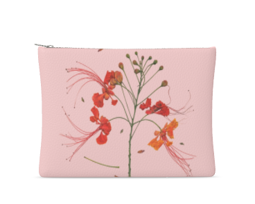 Peacock Floral Leather Clutch – Floribus Collection, Leather Pouch, Floral Printed Leather