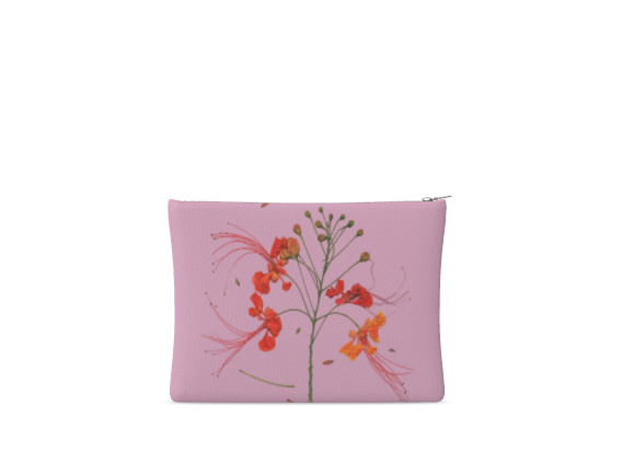 Peacock Floral Leather Clutch – Floribus Collection, Leather Pouch, Floral Printed Leather