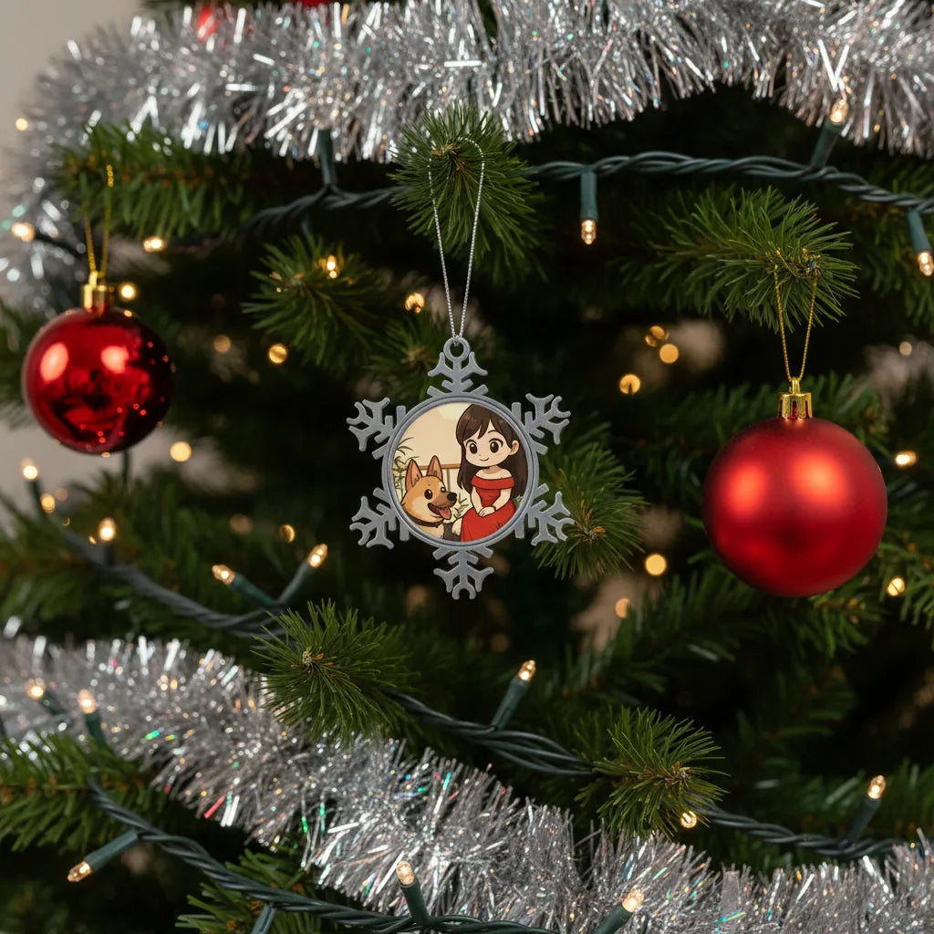 Personalized Pewter Snowflake Ornament, Holiday Ornament, OP011