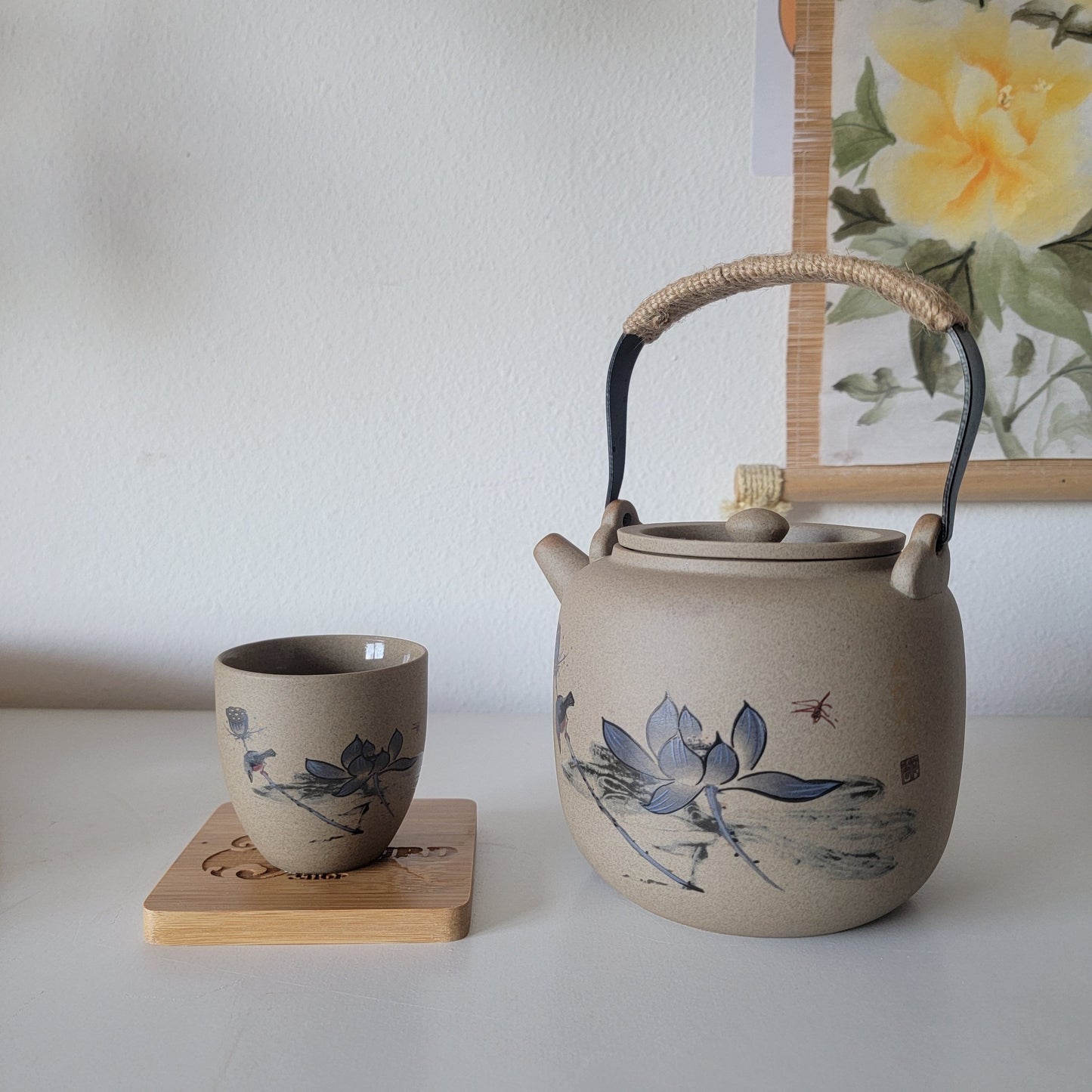 Blue Lotus Ceramic Tea Set, Chinese tea set, Tea Gift set, NC024