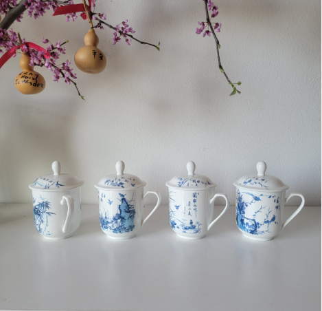 Bone China Mug – Four Seasons Collection, Set of Four Cups, Tea Cup