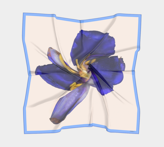 Floribus silk scarf - Blue Wild Ginger, Floral Printed Silk Scarf