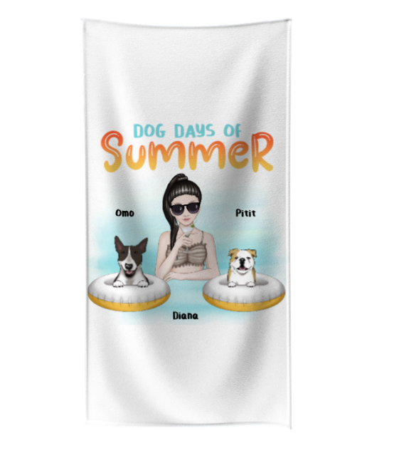 Women’s Summer Beach Towel - with your Dog(s), OP002