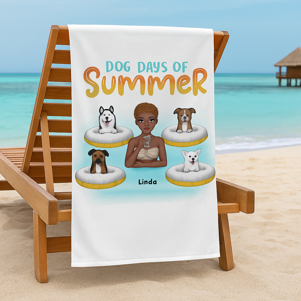 Women’s Summer Beach Towel - with your Dog(s), OP002