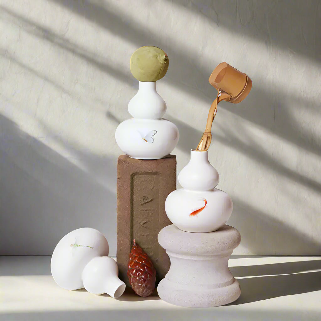 Hand-Painted Mini Porcelain Gourd Vase,  Beautiful Vase, NC019