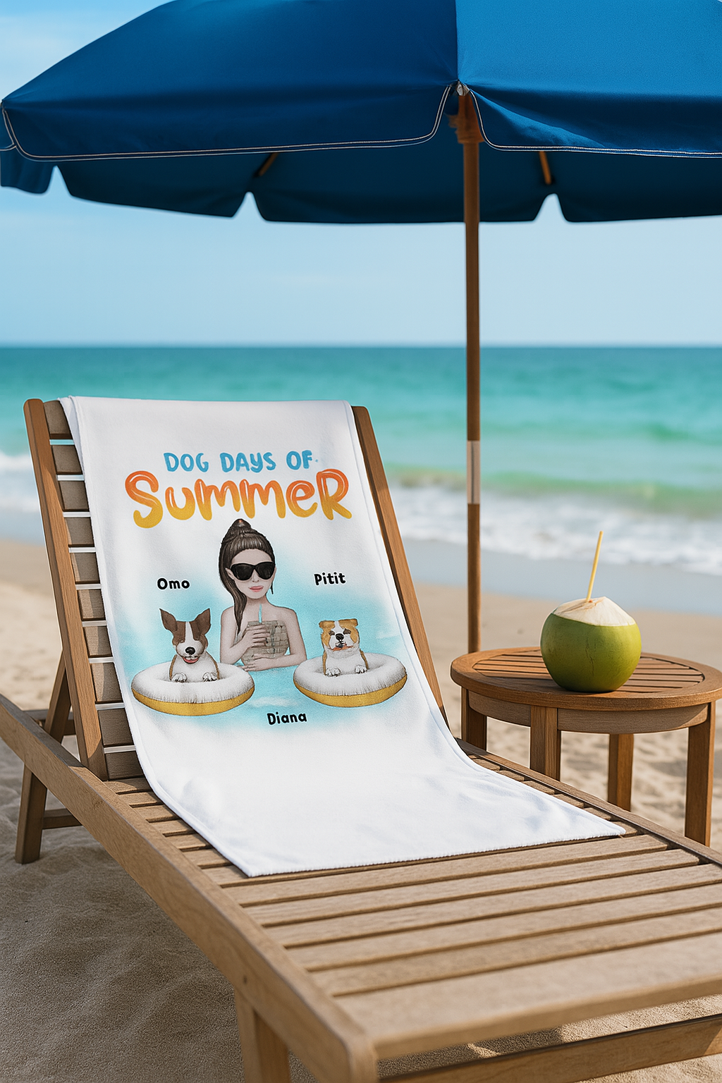 Women’s Summer Beach Towel - with your Dog(s), OP002