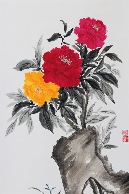 Ink Wash Painting - by Nguyen Gia Hy, Wall Paintings, Flower Painting, Traditional Painting, OA001