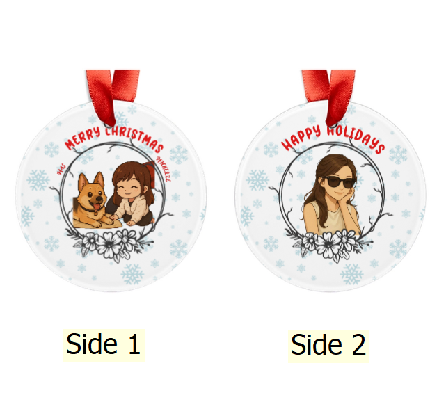 Personalized Christmas Acrylic Ornament, Custom Photo Christmas Ornament, Holiday Acrylic Ornament, OP004