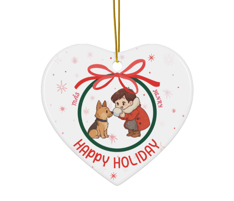 Personalized Christmas Ceramic Ornament, Custom Photo Christmas Ornament, OP001