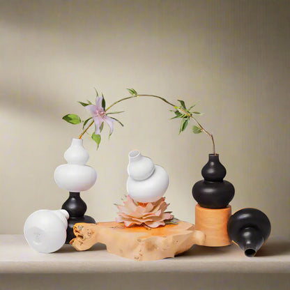 Semi-Matte Porcelain Miniature Double Gourd Vase, NC020