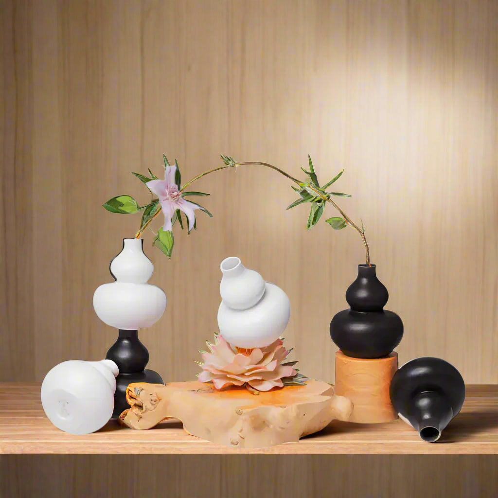 Semi-Matte Porcelain Miniature Double Gourd Vase, NC020