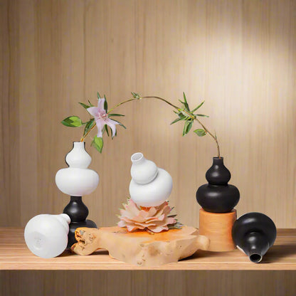 Semi-Matte Porcelain Miniature Double Gourd Vase, NC020