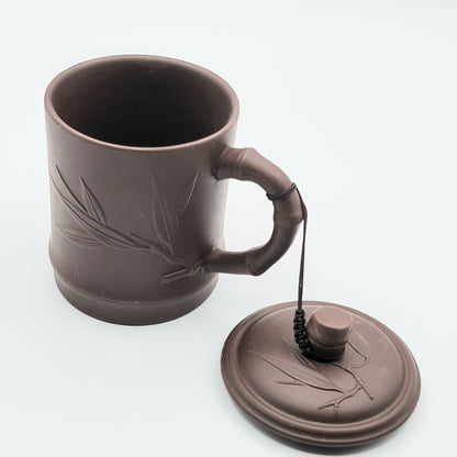 Yixing Zisha Clay Mug – Bamboo & Lotus Motifs, Clay Chinese, Tea Cup, Coffee Cup, Chinese Style Tea Mug, NC003