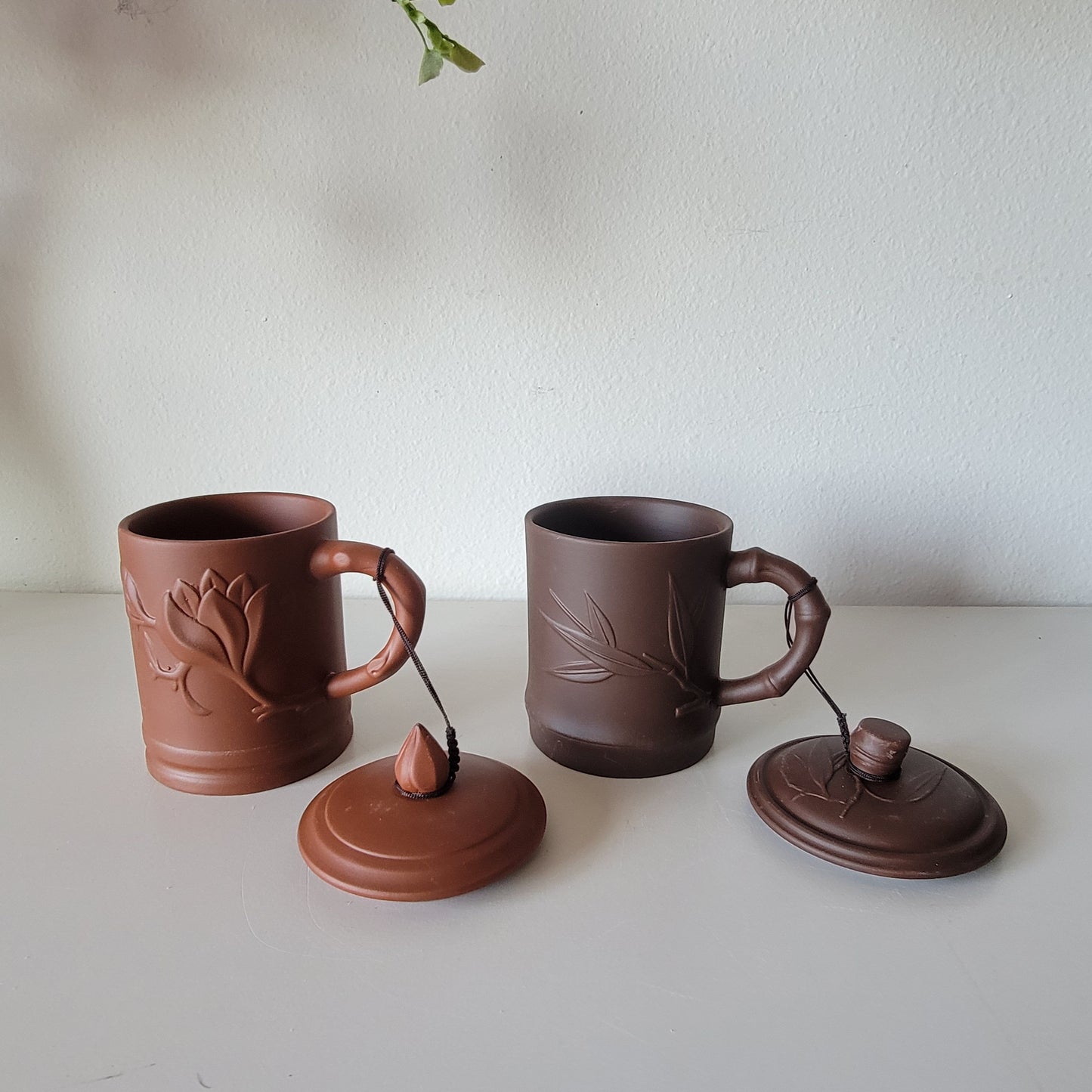 Yixing Zisha Clay Mug – Bamboo & Lotus Motifs, Clay Chinese, Tea Cup, Coffee Cup, Chinese Style Tea Mug, NC003