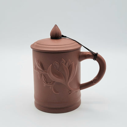 Yixing Zisha Clay Mug – Bamboo & Lotus Motifs, Clay Chinese, Tea Cup, Coffee Cup, Chinese Style Tea Mug, NC003