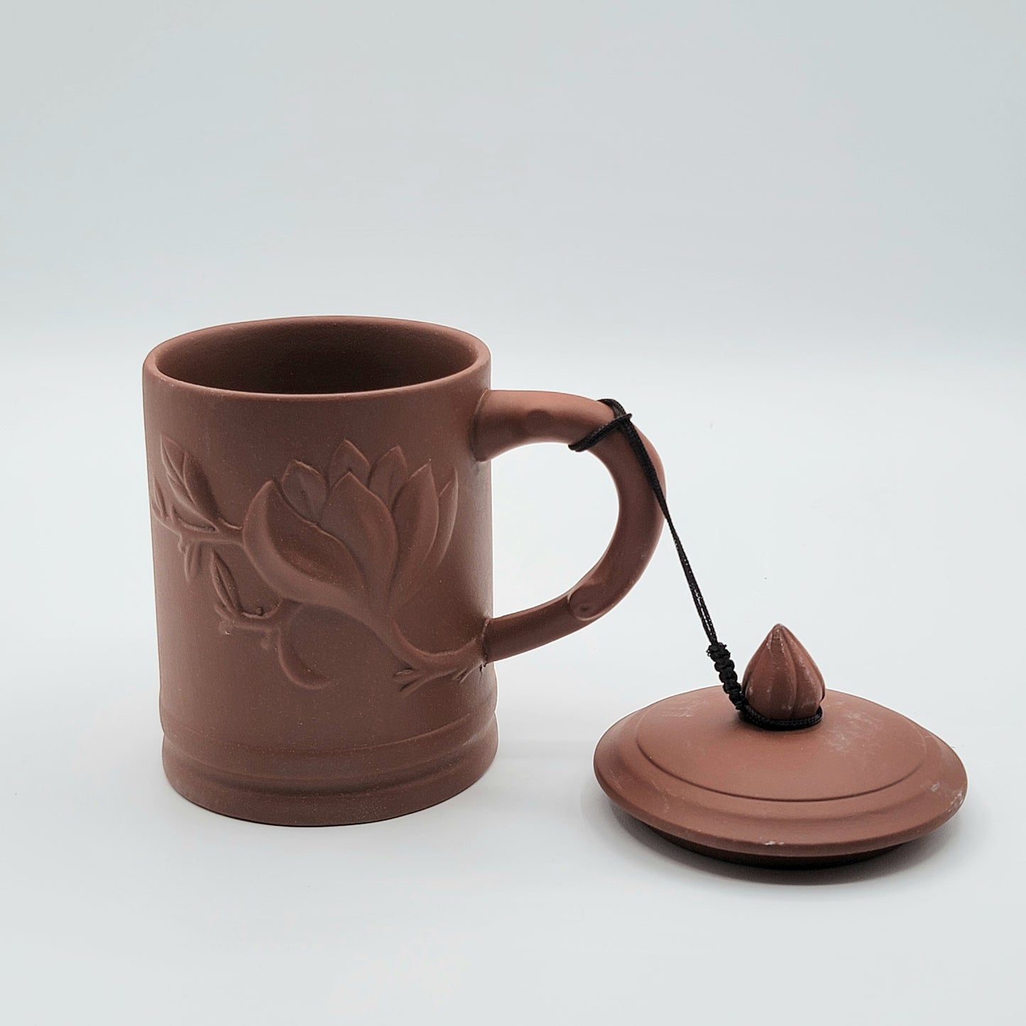 Yixing Zisha Clay Mug – Bamboo & Lotus Motifs, Clay Chinese, Tea Cup, Coffee Cup, Chinese Style Tea Mug, NC003