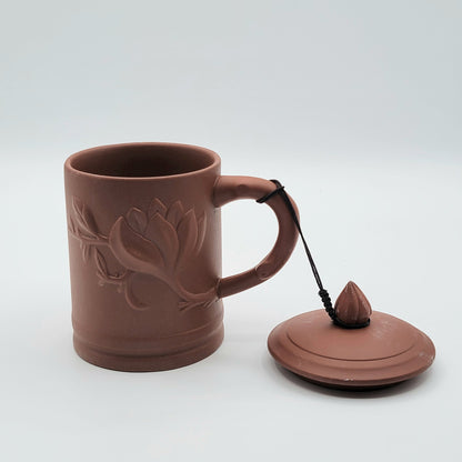 Yixing Zisha Clay Mug – Bamboo & Lotus Motifs, Clay Chinese, Tea Cup, Coffee Cup, Chinese Style Tea Mug, NC003