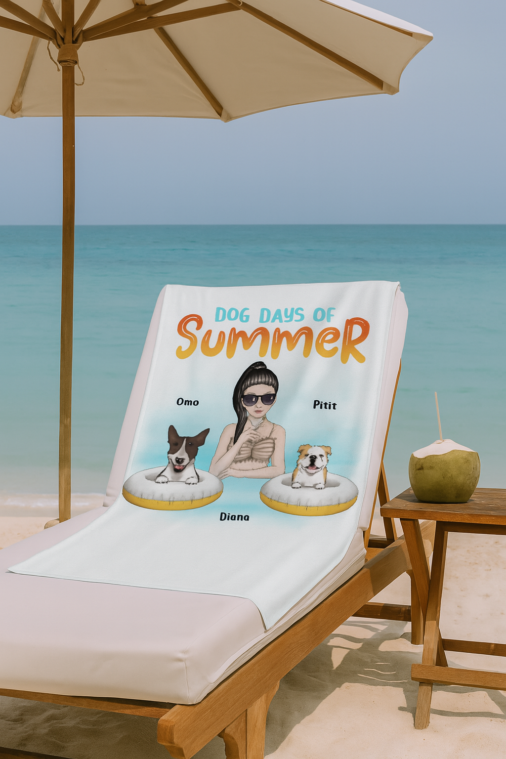 Women’s Summer Beach Towel - with your Dog(s), OP002
